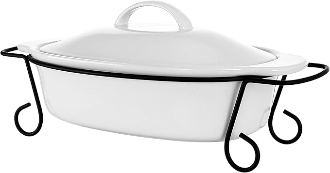 Stoneware Bakeware with Metal Rack 2 Pieces Stoneware Bakeware with Metal Rack 2 Pieces