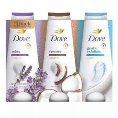 Exfoliate & Restore 3 Pk Body Wash :Lavender & Chamomile, Sea Minerals, Coconut & Cocoa butter 680ml each
