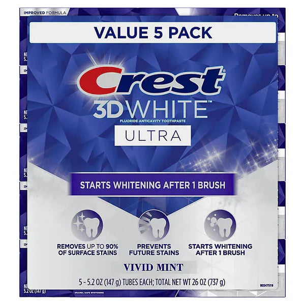 3D White Vivid Mint Ultra Whitening Toothpaste 5 Pack 737g