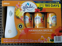 Glade Automatic 1Spray unit + 3Refills and Spray (Hawaiian Breeze ) 175g Each