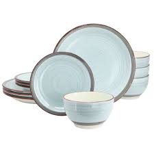 Blue Meadows 12 Pc Decorated Dinneware Set