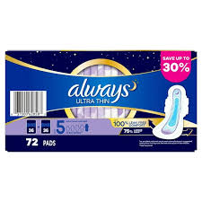 Ultra Thin Size 5 Extra Heavy Overnight 72pads