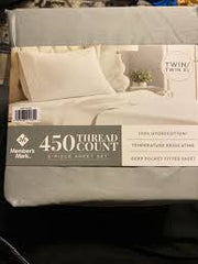 450TC Soft Silver 4 Piece Sheet Set Twin/ Twin XL