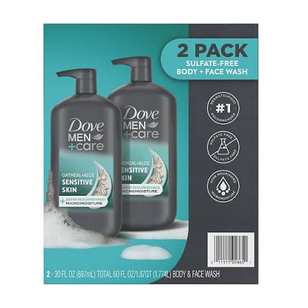 2 Pack Sulfate-Free Body + Face Wash Oatmeal + Aloe (887ml each)