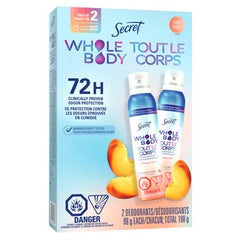 Secret Whole Body Spray Peach & Vanilla, 2 pack (99g Each)