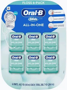 Glide All-In-One Dental Floss, Mint, 6 Pack