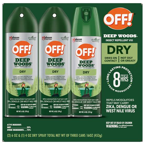 Deep Woods Dry Insect Repellent 2 Pack 6 oz + 1 Pack Dry Spray 4 oz