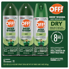 Deep Woods Dry Insect Repellent 2 Pack 6 oz + 1 Pack Dry Spray 4 oz
