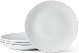 Everyday White Beaded Coupe Dinner Plates Set OF 4 itm: 5315192
