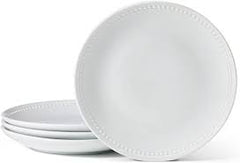 Everyday White Beaded Coupe Dinner Plates Set OF 4 itm: 5315192