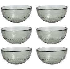 Jupiter Set of 6 Gray Glass Bowls