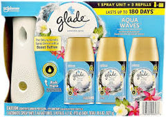 Glade, Automatic Spray Air Freshener 1 Holder + 3 Refills - Aqua Waves 527g