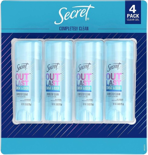 Sweat and Odor 4-Pack Clear Gel Deodorant 73g Each