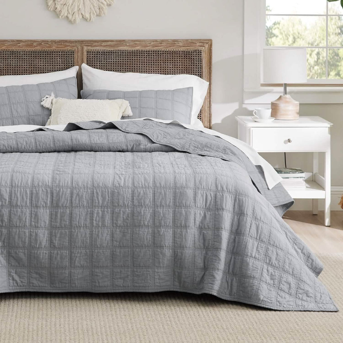 Voile Quilt Set Full/Queen Grey