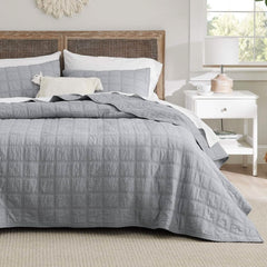 Voile Quilt Set Full/Queen Grey