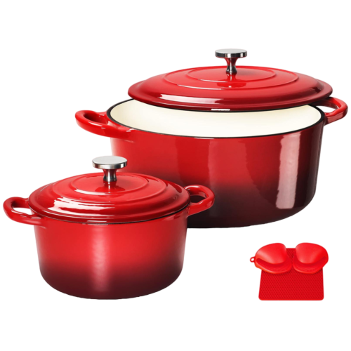 Enameled Cast Iron 2 Piece Dutch Oven With Lid 4.7L