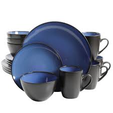 Soho Lounge Blue 16 Piece Stoneware Dinnerware Set