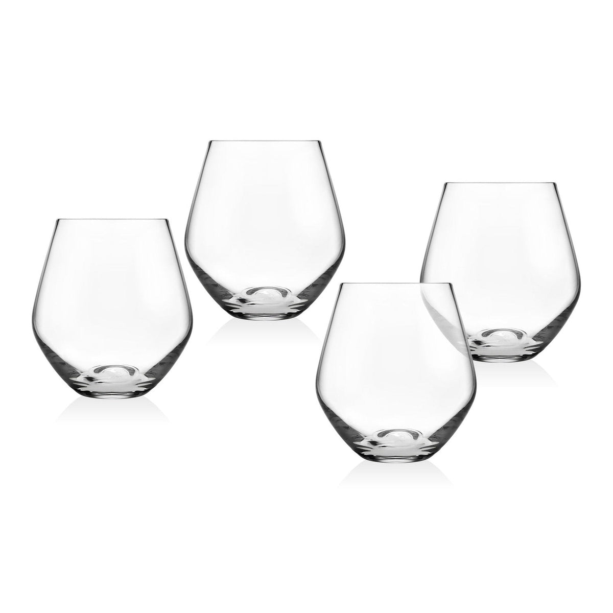 Set of 4 European Crystal Stemless Wine Glasses