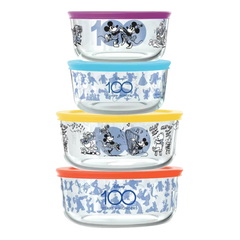 Disney Decorated Glass Food Storage 8 Piece Set