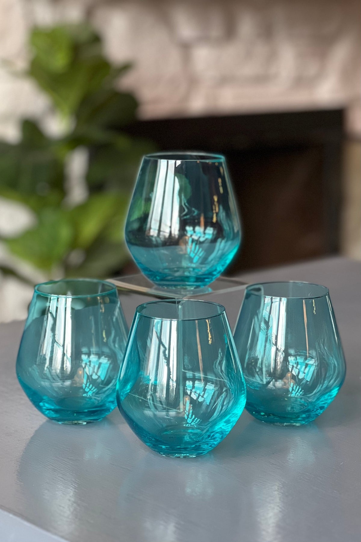 Set of 4 European Crystal Stemless Wine Glasses