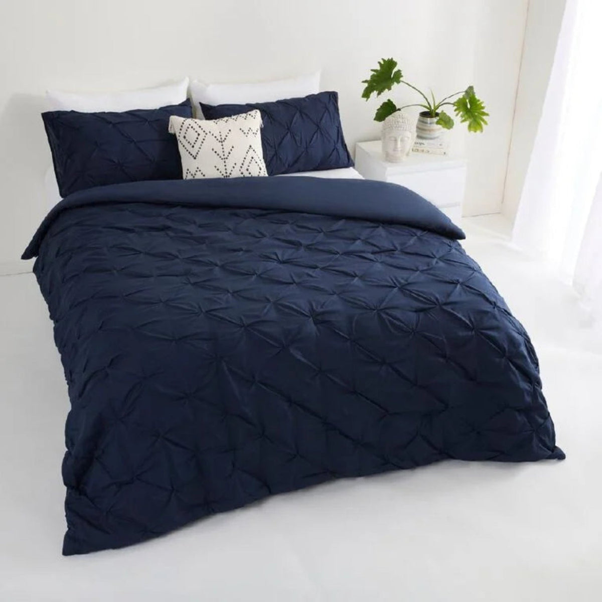 3 Piece Comforter Set Navy King Size