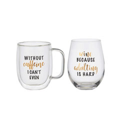 Mksa Mug Wout Caffeine Wine Because Set