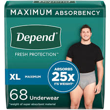 Depend Fresh Protection Adult Incontinence Underwear for Men, Disposable, Maximum, Extra Large 68