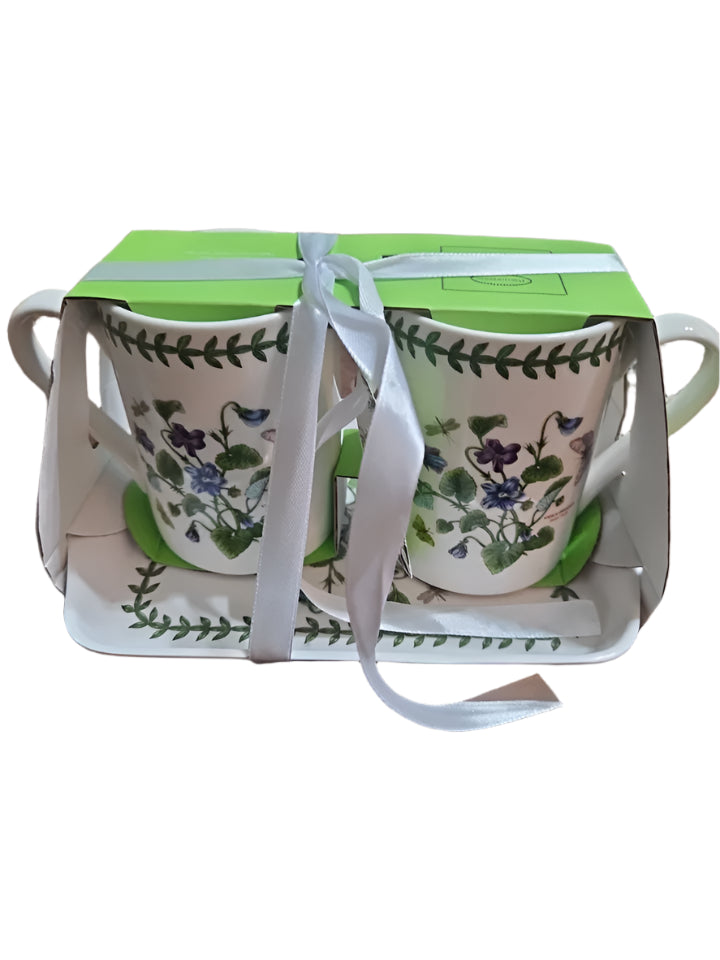Botanic Garden Violet Mugs and Tray Set