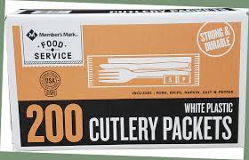 200 White Plastic Cutlery Packets