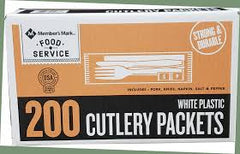 200 White Plastic Cutlery Packets