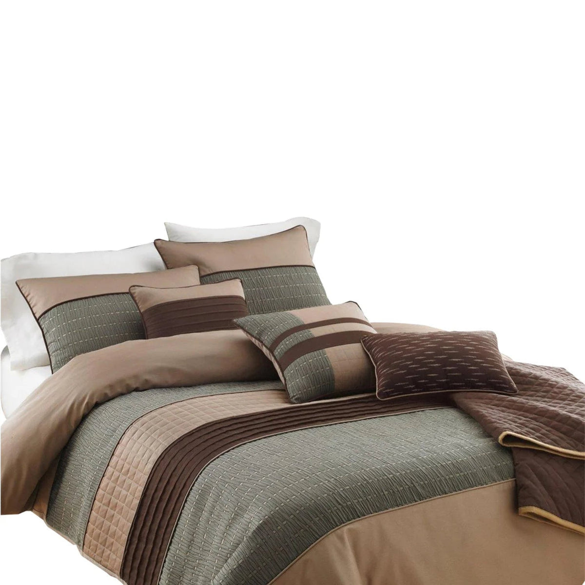 Queen 7 Piece Comforter Set Brown