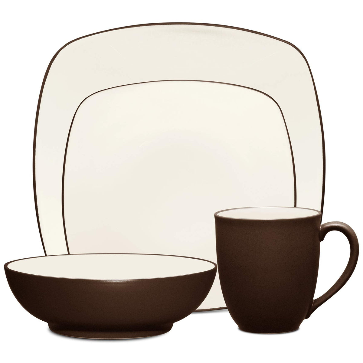 Noritake Choc Rim  4 Piece Square Place Setting