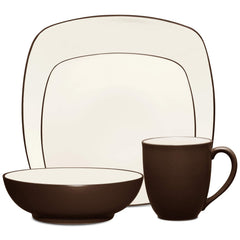 Noritake Choc Rim  4 Piece Square Place Setting