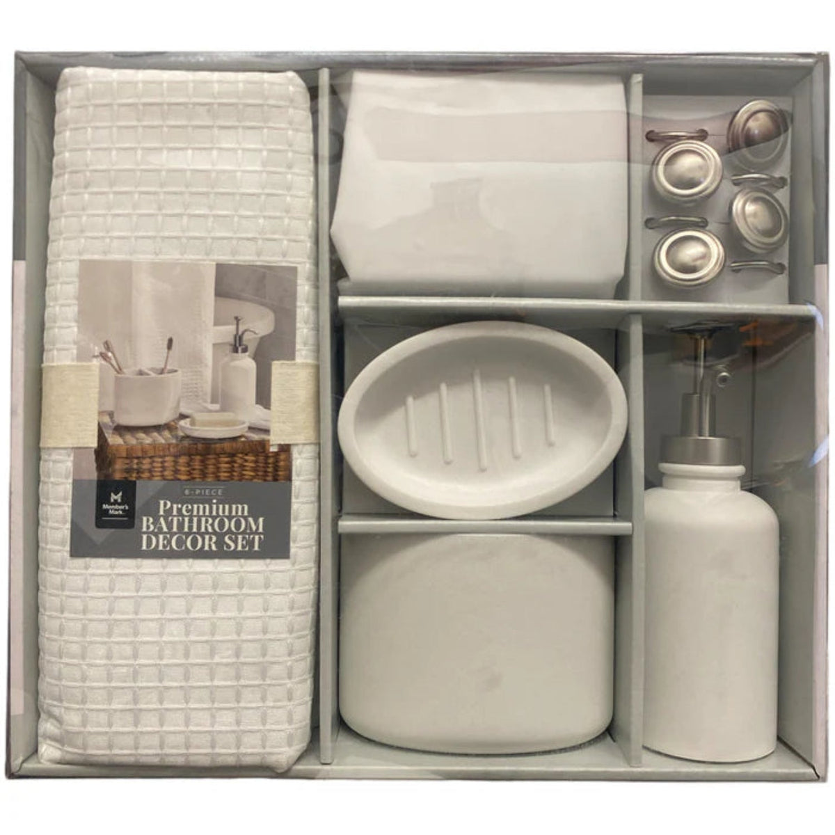 6 Piece Premium Bathroom Décor Set White