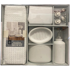 6 Piece Premium Bathroom Décor Set White