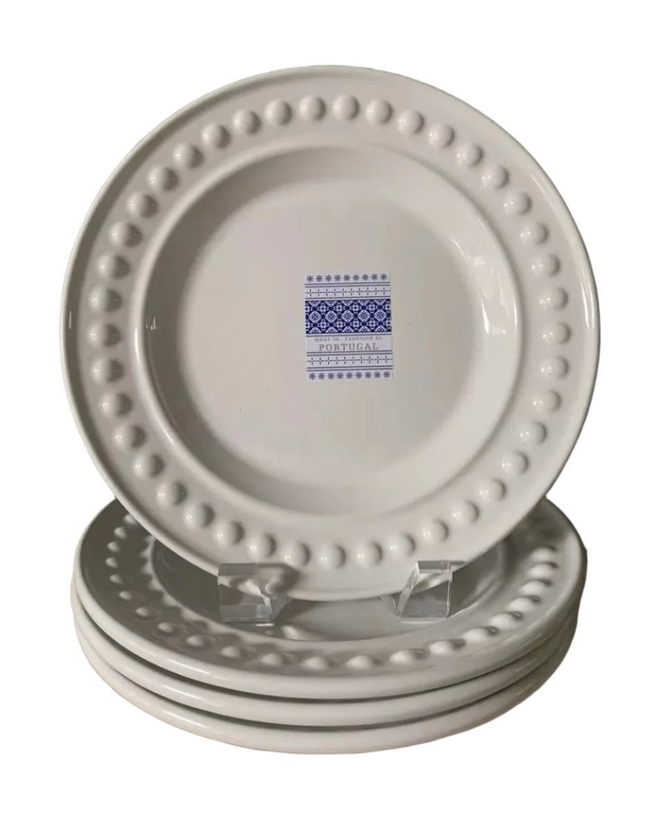 Delmar White 8 3/4" Dinner Plate With Embossed Dot Rim