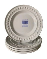 Delmar White 8 3/4" Dinner Plate With Embossed Dot Rim
