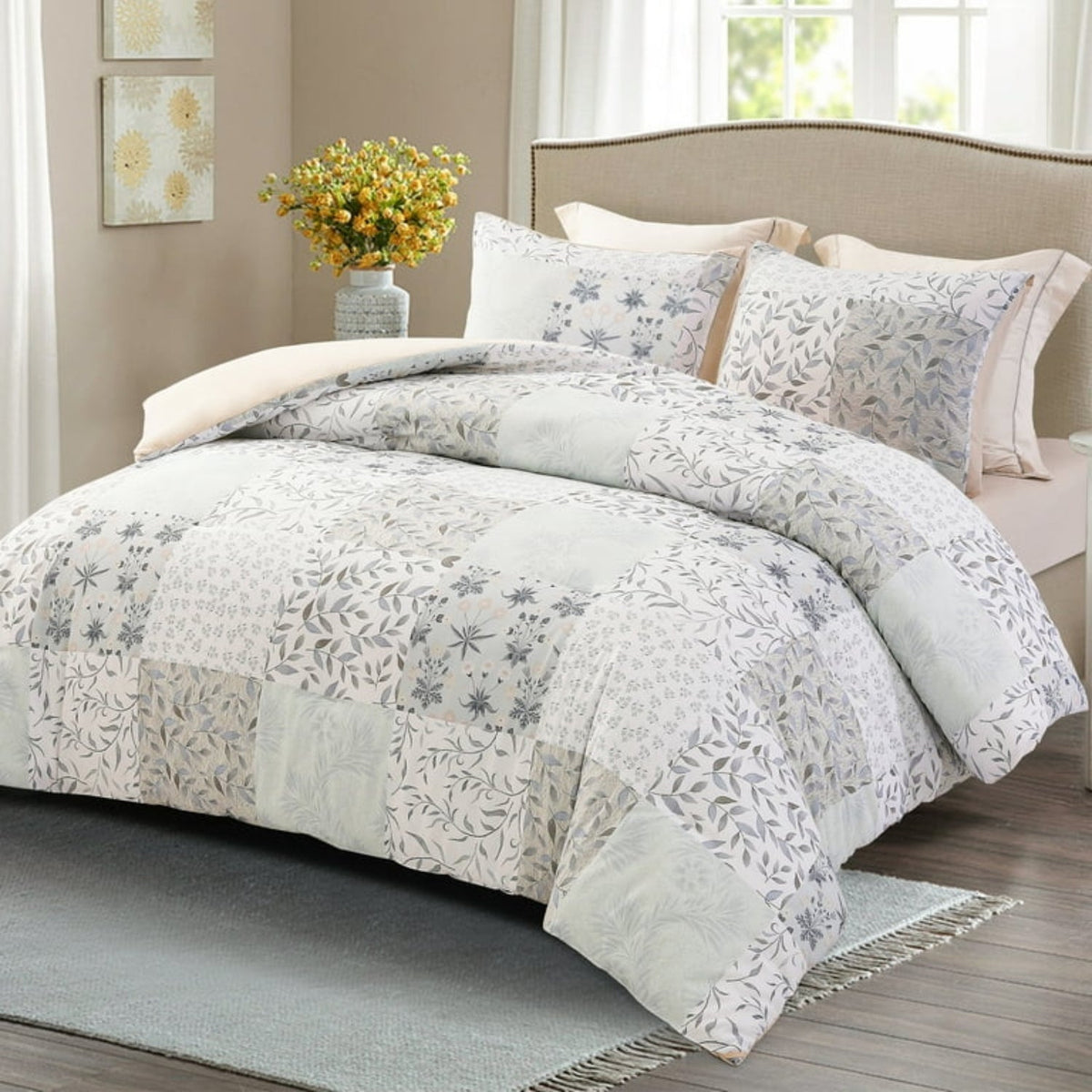 3 Piece Comforter Set Rich Textured Woven Scroll King medium Gray