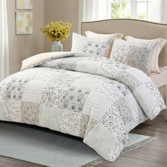 3 Piece Comforter Set Rich Textured Woven Scroll King medium Gray