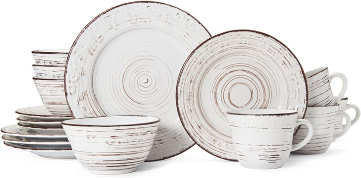 Trellis White 16 Piece Dinnerware Set, RMLR