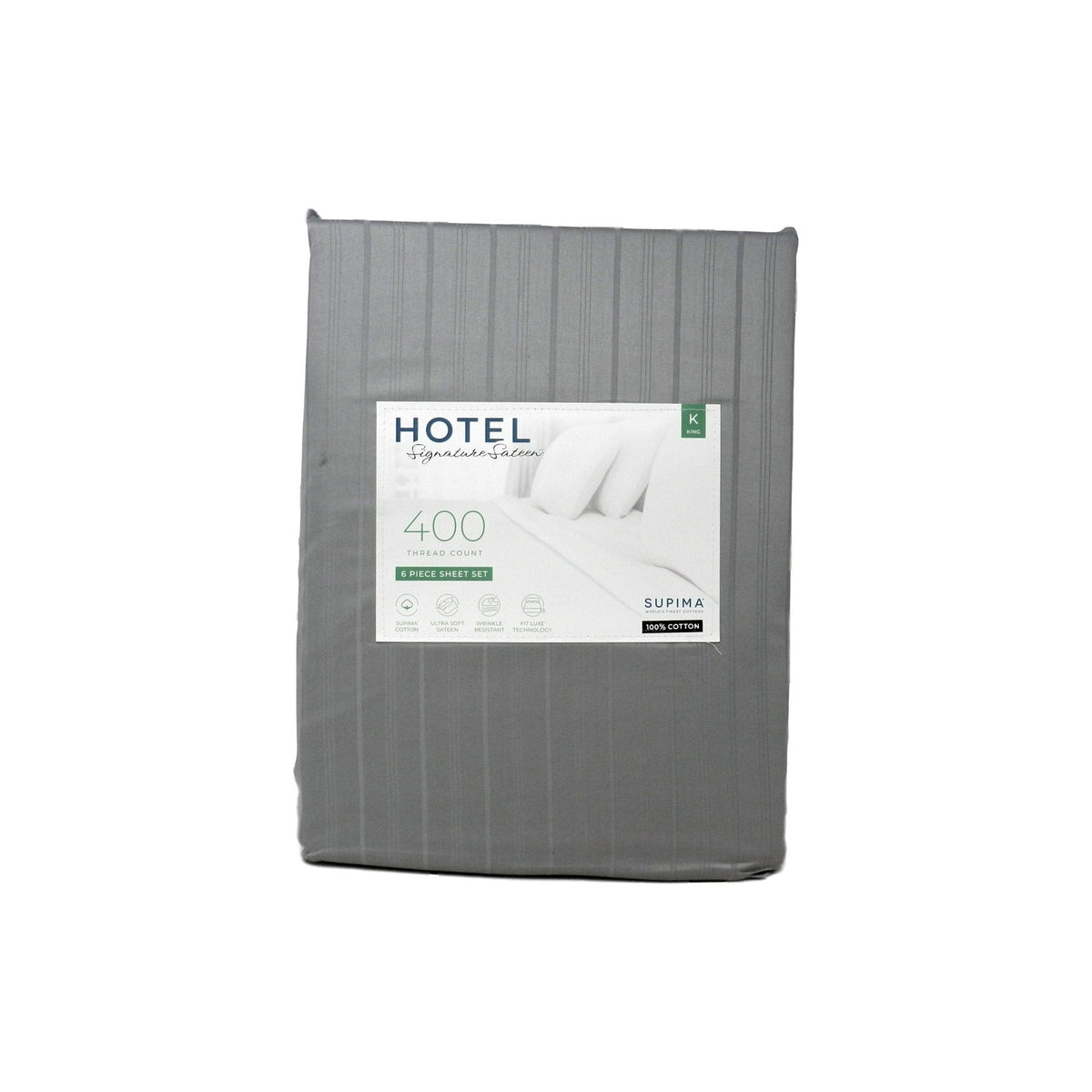 400 Thread Count 6-Piece Sheet Set King Alloy Grey