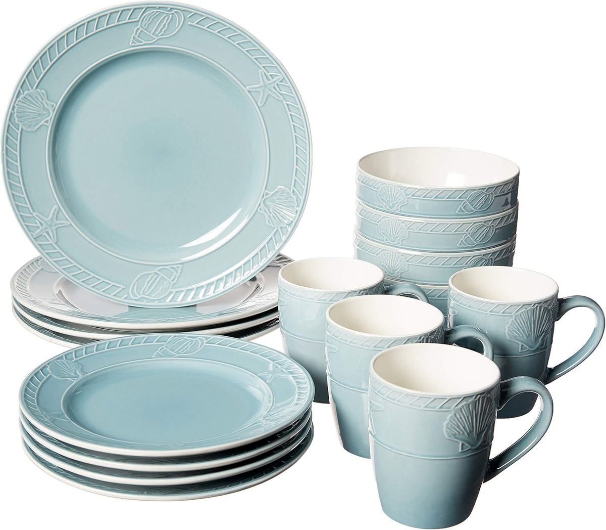 Everyday Antigua Blue 16 Piece Dinnerware Set