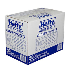 White Plastic Cutlery Packets 250 count