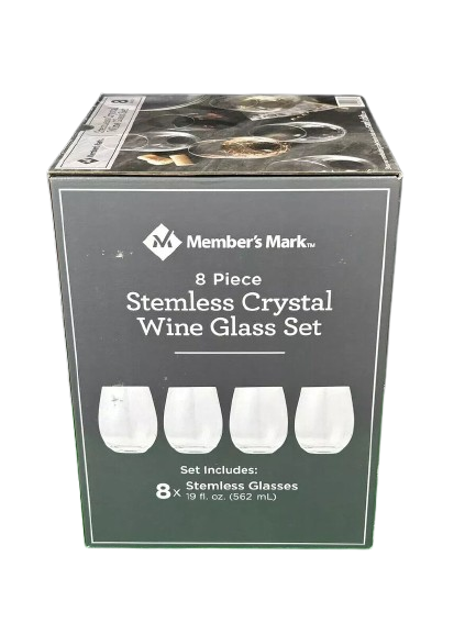 8 Piece Stemless Crystal Wine Glasses Set 562ml
