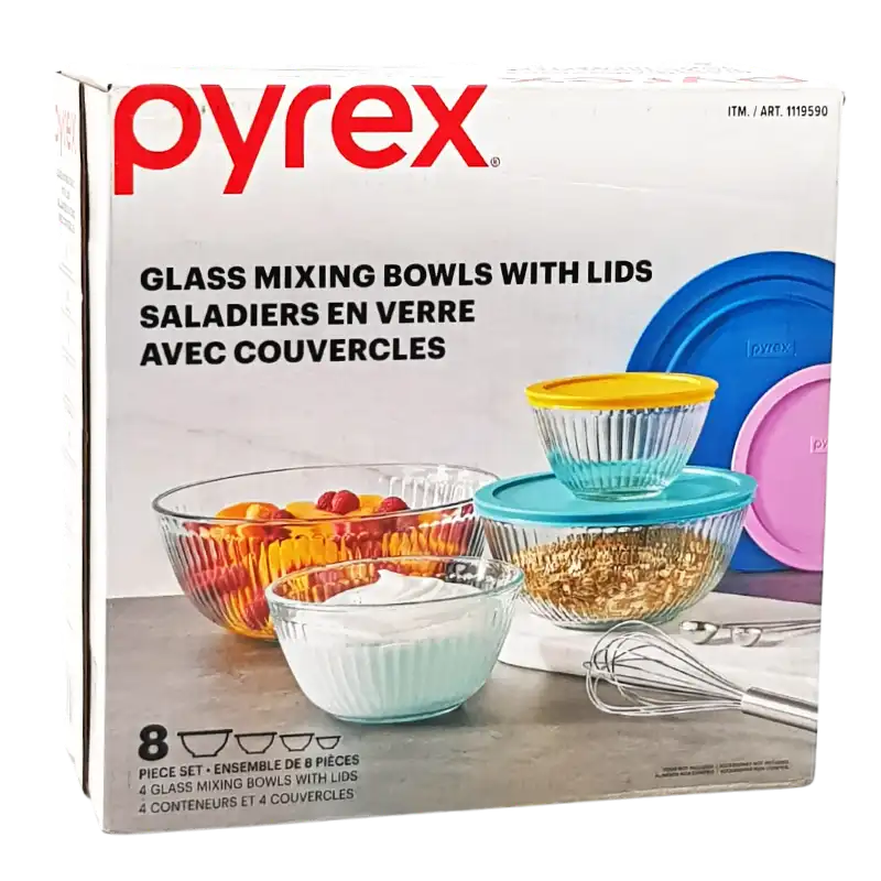 Glass Mixing Bowls With Lids 8 Piece Set