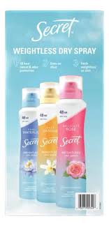 Weightless Dry Spray Variety Pack 116g Each -Cool Waterlily, Cozy Vanilla & Delicate Rose