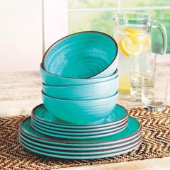 13 Piece Melamine Dinnerware Set, Blue