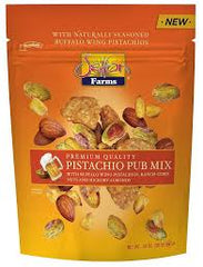 Pistachio Pub Mix 567g Value Bag. With Buffalo Wing Pistachios, Ranch Corn Nuts, Honey Roasted Sesame Chips and Hickory Almonds.