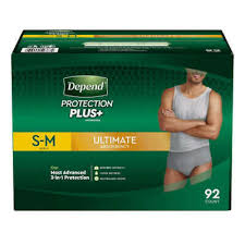 Depend Protection Plus Ultimate Underwear for Men Size S/M 92 Count