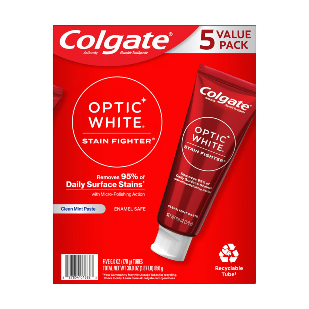 Optic White Stain Fighter toothpaste 5pk (850g each)